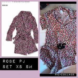 Vs short robe vs flannel shorts pj set leopard